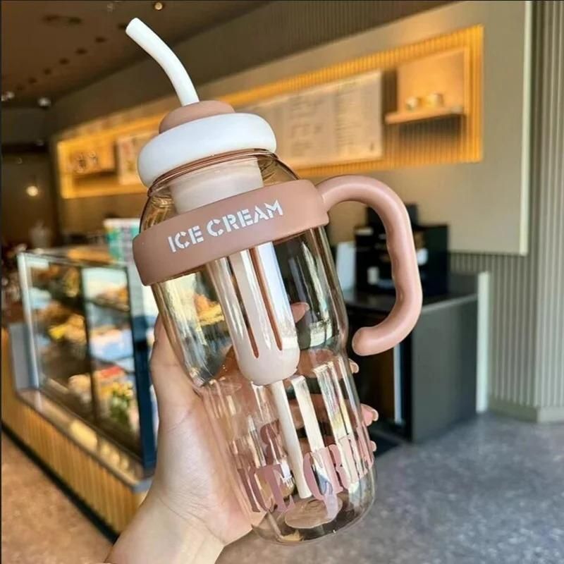 CUTE Water Bottle with Handle and Straw